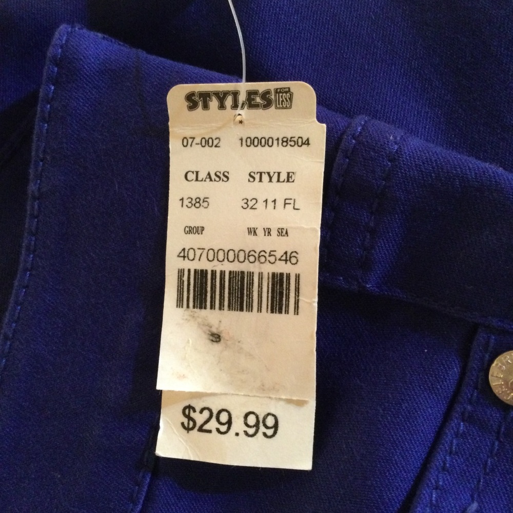 Vintagw Celebrity Pink RoyalBlue Stretch Jeans juniors 3 - Picture 3 of 14